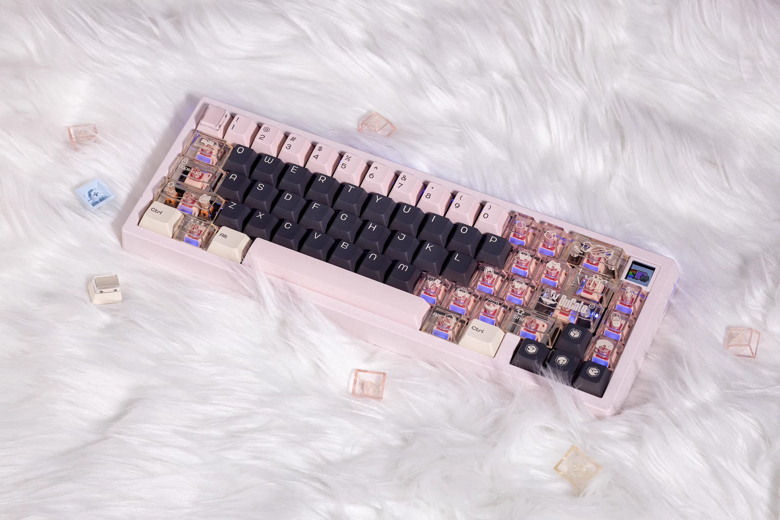 DuCato Cat-Themed PBT Keycaps Set – Cherry Profile, Dye Sublimation, Cute Desk Setup Mechanical Keyboard Keycaps