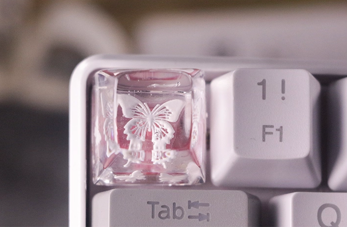 [In Stock] Butterfly Translucent Glitter Resin SA/OEM Profile Artisan Keycaps