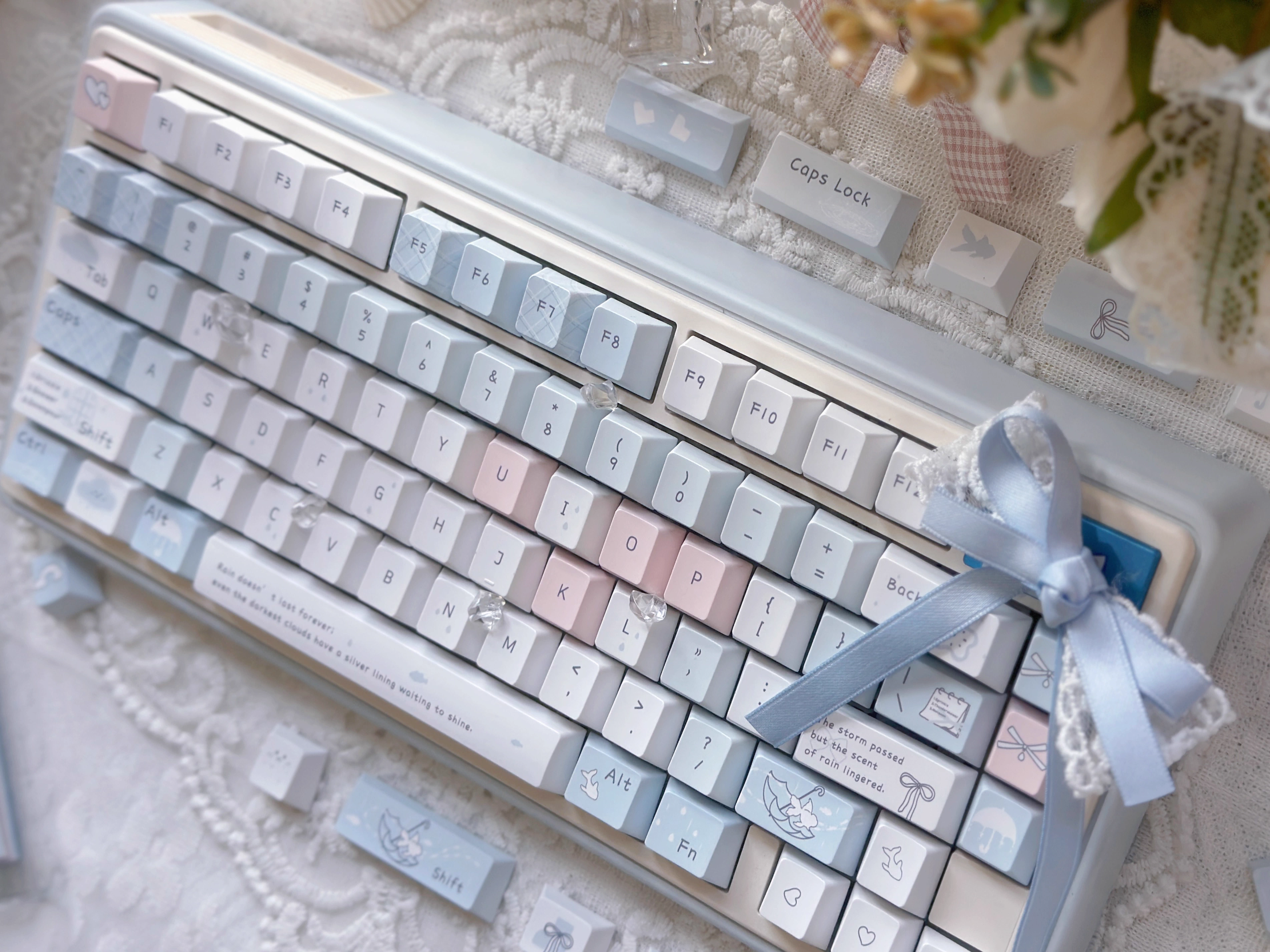 [In Stock] Blue Rain Dye Sublimation PBT Cherry Profile Keycaps