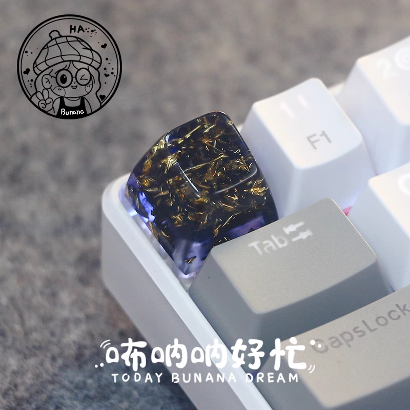 [In Stock] Gold Foil Glitter Resin Atisan Keycaps
