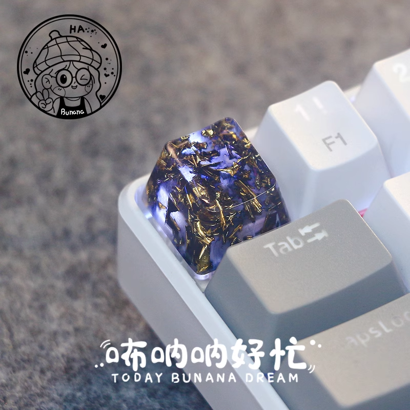 [In Stock] Gold Foil Glitter Resin Atisan Keycaps