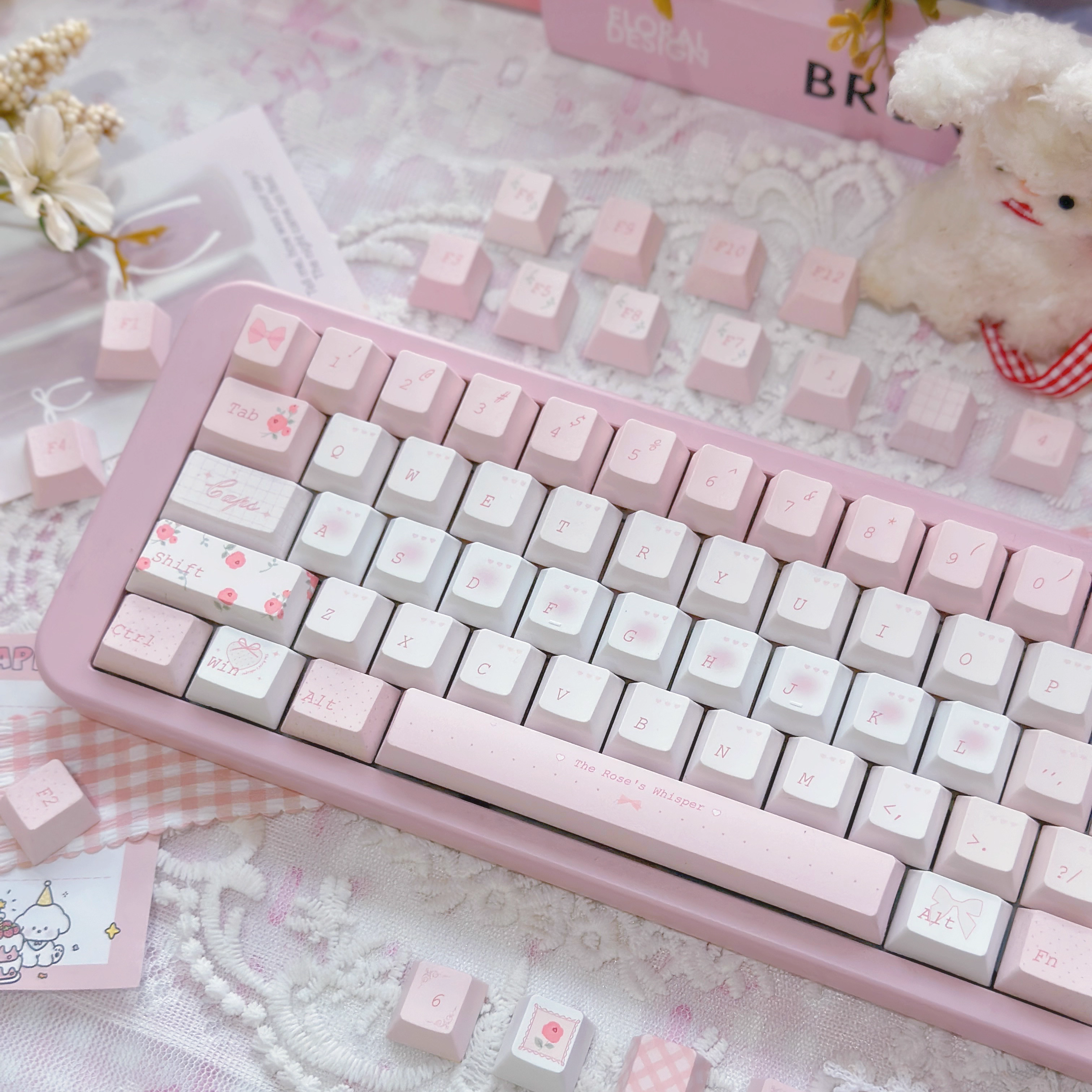 [In Stock] Rose Whisper Dye Sublimation PBT Cherry Profile Keycaps