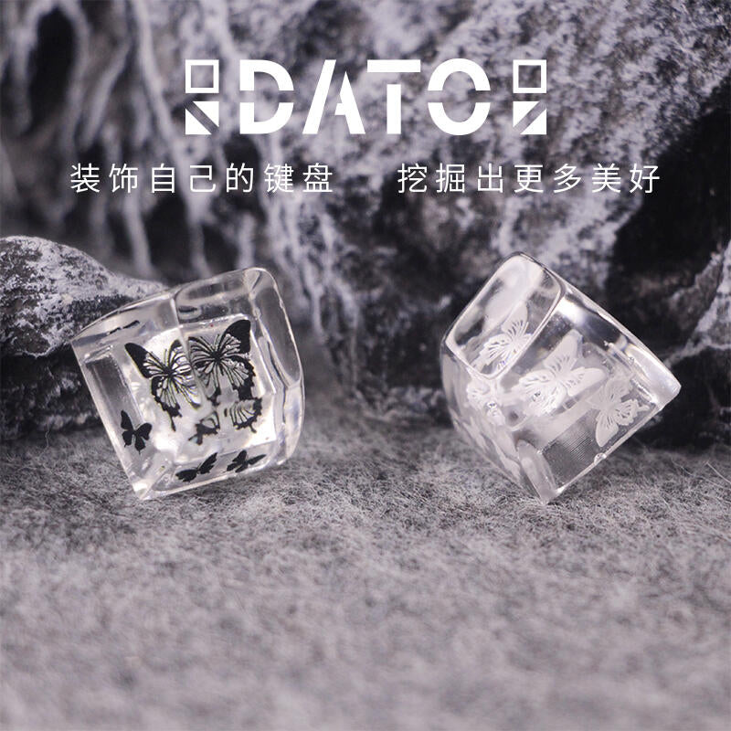 [In Stock] Butterfly Translucent Glitter Resin SA/OEM Profile Artisan Keycaps