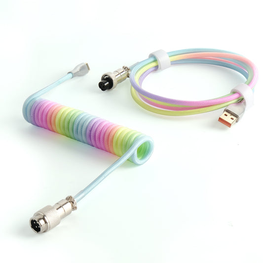 레인보우 코일형 USB-C 핸드메이드 케이블